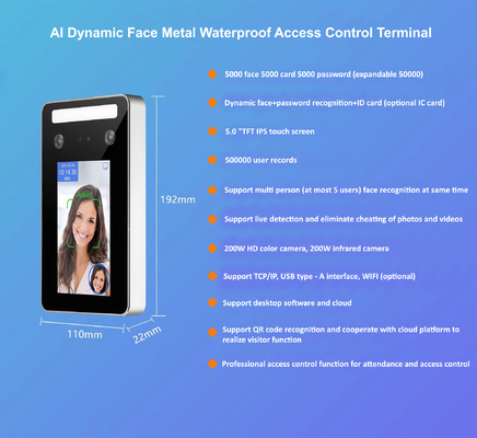 Vitesse dynamique de reconnaissance du contrôle d'accès 0.2s de reconnaissance des visages d'AI