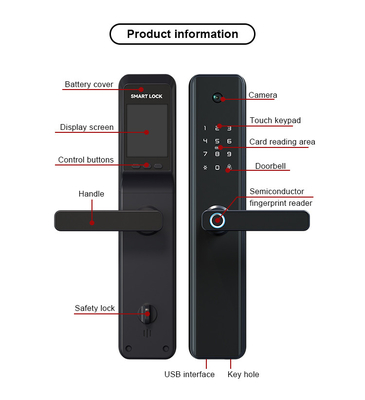 Alliage d'aluminium biométrique électronique de serrure de porte d'empreinte digitale de WiFi avec la caméra/appli de Tuya
