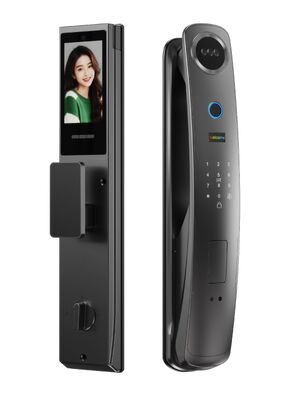 Fermeture de porte à reconnaissance faciale intelligente avec accès aux empreintes digitales, interphone vidéo et application Tuya